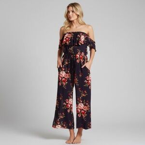POOF | Off Shoulder Floral Crop Jumpsuit